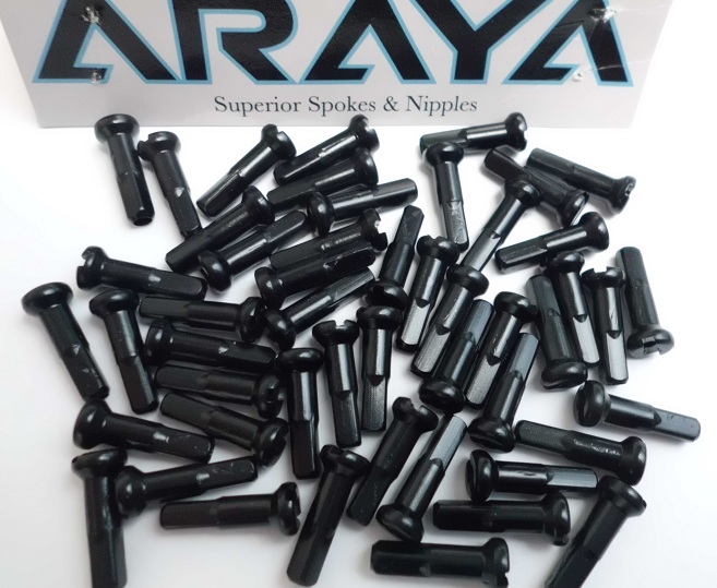 12mm 14mm Araya Pro Class 2mm Brass Nipples Chrome and ED Black 36 pack 16mm