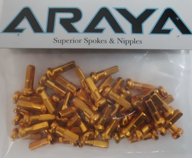 Araya Pro Class 2mm Brass Nipples Chrome and ED Black 36 pack 16mm 14mm 12mm
